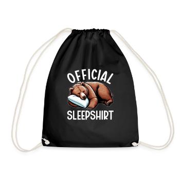 Offizielles Schlafshirt Lustiger Grizzly Bär - Turnbeutel - Schwarz - Vorne