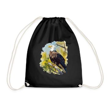 Pygargue à tête blanche Weißkopfseeadler - Sac de sport léger - noir - Devant