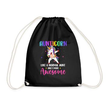 Tante wie eine normale Tante - Regenbogen-Einhorn - Turnbeutel - Schwarz - Vorne