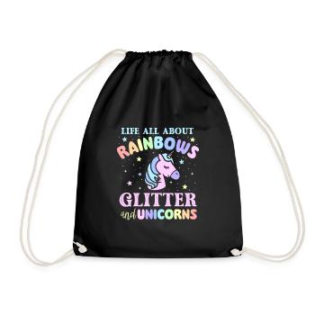 Life All About Rainbows - Rainbow Unicorn Mythical - Turnbeutel - Schwarz - Vorne