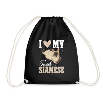 Siamese Cat Siamese Cat - Drawstring Bag - black - Front