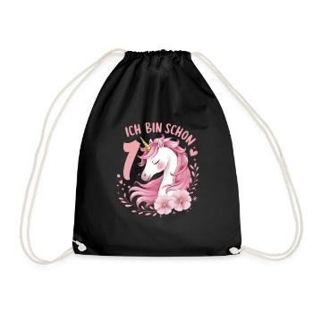 1st Birthday Girl 1 Year Horse Horses Unicorn - Drawstring Bag - black - Front