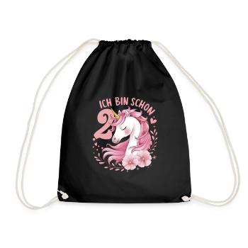 2ème anniversaire fille 2 ans cheval chevaux licorne - Sac de sport léger - noir - Devant