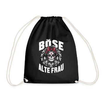 Motorrad Biker Lady Sarkasmus Böse alte Frau - Turnbeutel - Schwarz - Vorne