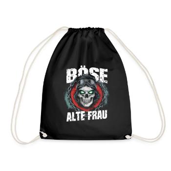 Motorrad Biker Lady Sarkasmus Böse alte Frau - Turnbeutel - Schwarz - Vorne