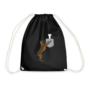 Dog Reaching For Bone In Your Fake Pocket Animal - Drawstring Bag - black - Front