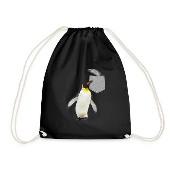 Pinguin, der nach Fisch in Ihrer falschen Tasche greift Spaß - Turnbeutel - Schwarz - Vorne