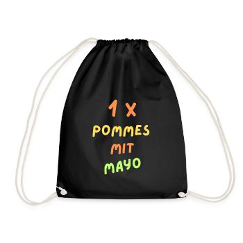 Pommes mit Mayo - Turnbeutel - Schwarz - Vorne