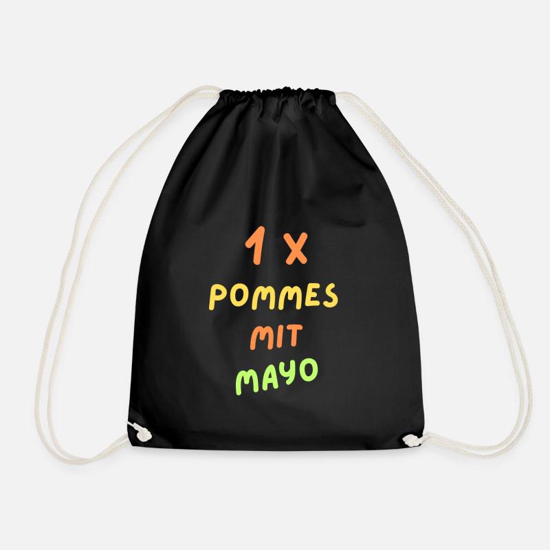Pommes mit Mayo - Turnbeutel - Schwarz