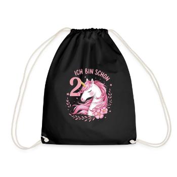 2ème anniversaire fille 2 ans cheval chevaux licorne - Sac de sport léger - noir - Devant