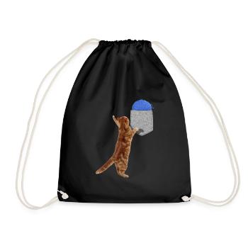 Katze, die nach Wollball in Ihrer falschen Tasche greift Spaß - Turnbeutel - Schwarz - Vorne