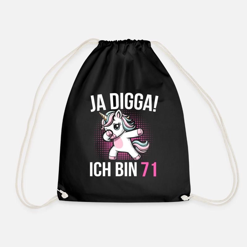 71. Geburtstag Frauen Einhorn Geschenk - Turnbeutel - Schwarz