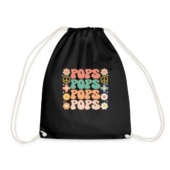 Groovy Grandpa Retro Matching Family Birthday - Drawstring Bag - black - Front