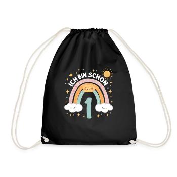 1st Birthday Shirt Rainbow Cloud - Drawstring Bag - black - Front