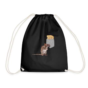 Mouse Reaching For Cheese In Your Fake Pocket Fun - Drawstring Bag - black - Front