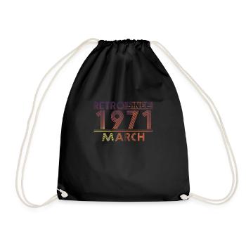 Retro Birthday March 1971 - Sunset line - Drawstring Bag - black - Front