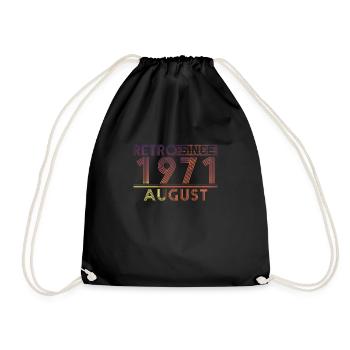 Retro Birthday August 1971 - Sunset line - Drawstring Bag - black - Front