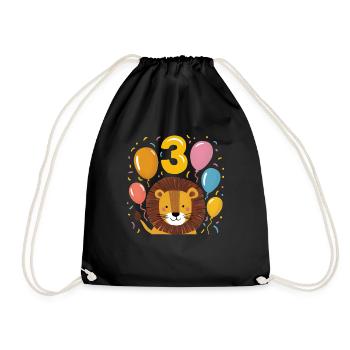 3. Geburtstag Löwe Kindergeburtstag - Turnbeutel - Schwarz - Vorne