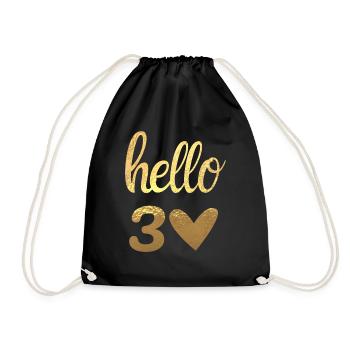 Hello 30 gold - Drawstring Bag - black - Front