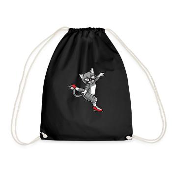 Figure Skating - Cat Figure Skating - Drawstring Bag - black - Front