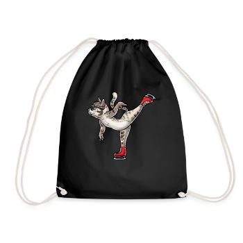 Figure Skating - Cat Figure Skating - Drawstring Bag - black - Front