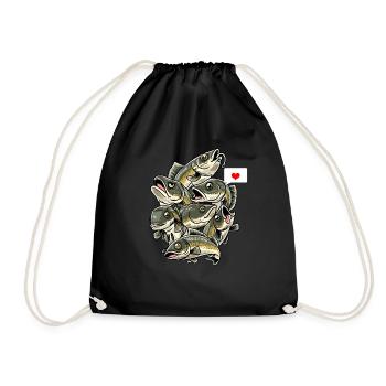 Funny Zander Fish Zander - Drawstring Bag - black - Front