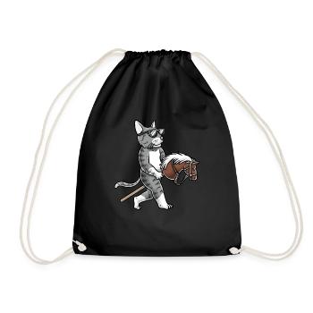 Lustiges Hobby Horsing Katze - Turnbeutel - Schwarz - Vorne