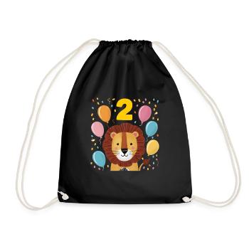2ème anniversaire Leo Fête d’anniversaire des enfants - Sac de sport léger - noir - Devant