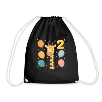 Fête d’anniversaire des enfants girafe 2e anniversaire - Sac de sport léger - noir - Devant