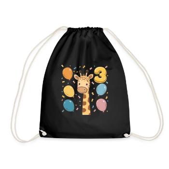 Fête d’anniversaire des enfants girafe du 3e anniversaire - Sac de sport léger - noir - Devant