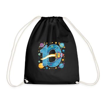 10th Birthday Boys 10 Years Planet Birthday - Drawstring Bag - black - Front