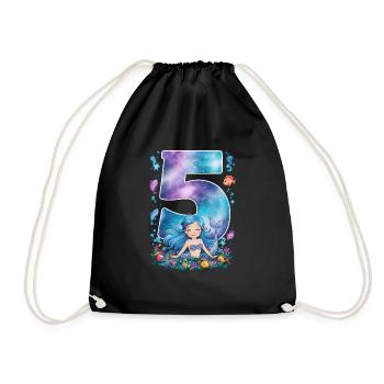 5ème anniversaire fille 5 ans sirène fête - Sac de sport léger - noir - Devant