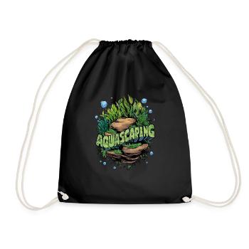 Fun Graphic Aquascaping Plants and Rocks - Drawstring Bag - black - Front
