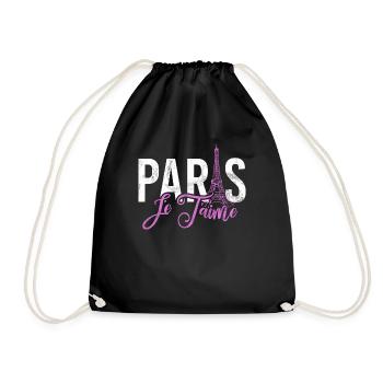 France Paris Eiffel Tower France Flag - Drawstring Bag - black - Front
