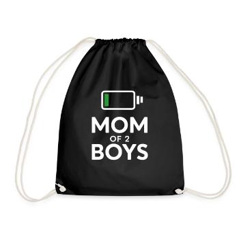 Drôle batterie faible charge Maman de 2 garçons - Sac de sport léger - noir - Devant