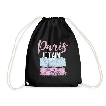 France Paris Eiffel Tower France Flag - Drawstring Bag - black - Front