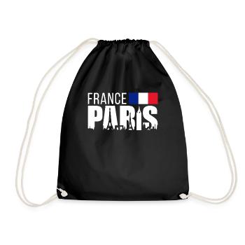 France Paris Eiffel Tower France Flag - Drawstring Bag - black - Front