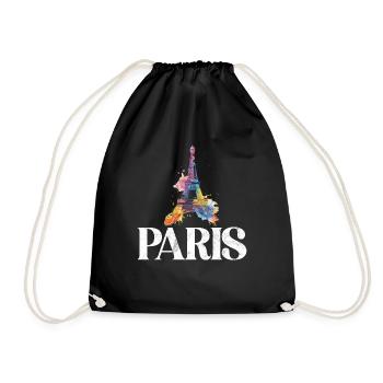 France Paris Eiffel Tower France Flag - Drawstring Bag - black - Front