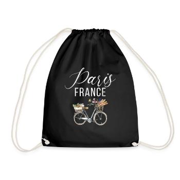 France Paris Eiffel Tower France Flag - Drawstring Bag - black - Front