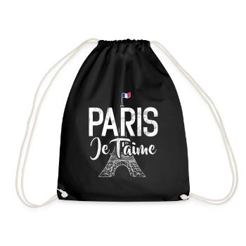 France Paris Eiffel Tower France Flag - Drawstring Bag - black - Front