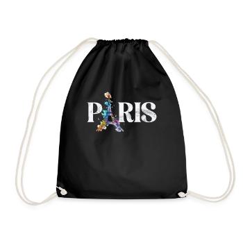 France Paris Eiffel Tower France Flag - Drawstring Bag - black - Front