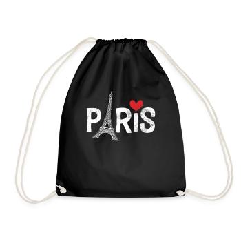 France Paris Eiffel Tower France Flag - Drawstring Bag - black - Front