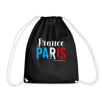 France Paris Eiffel Tower France Flag - Drawstring Bag - black - Front