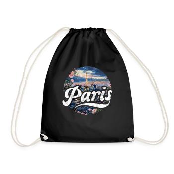 France Paris Eiffel Tower France Flag - Drawstring Bag - black - Front