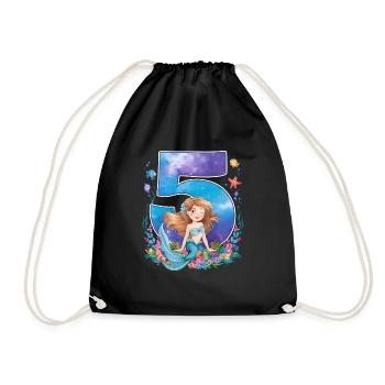 5ème anniversaire fille 5 ans sirène fête - Sac de sport léger - noir - Devant