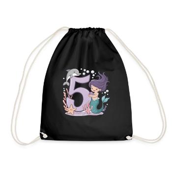 5ème anniversaire fille 5 ans sirène fête - Sac de sport léger - noir - Devant