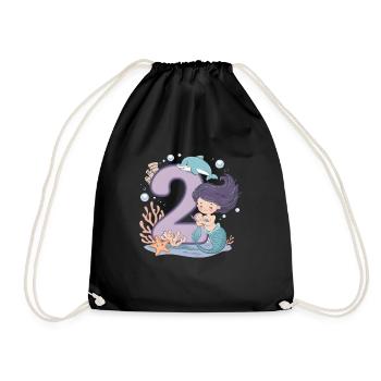 2ème anniversaire fille 2 ans sirène fête - Sac de sport léger - noir - Devant