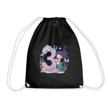 3ème anniversaire fille 3 ans sirène fête - Sac de sport léger - noir - Devant