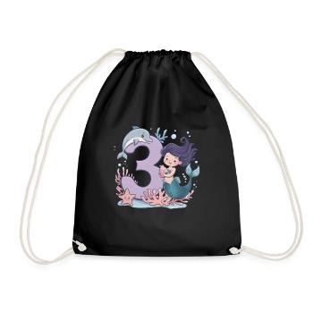 3ème anniversaire fille 3 ans sirène fête - Sac de sport léger - noir - Devant