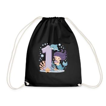 1er anniversaire fille 1 an sirène fête - Sac de sport léger - noir - Devant
